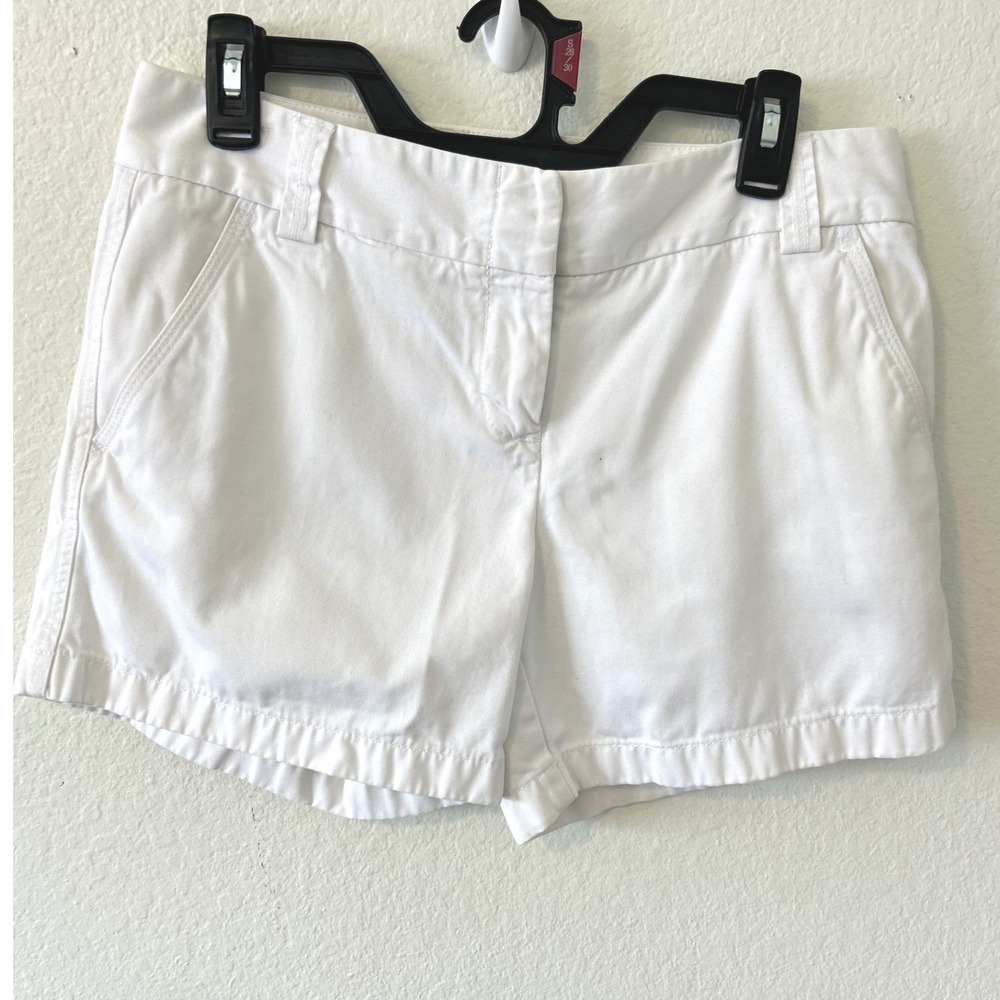 J.Crew White Classic Preppy Twill Chino Shorts City Fit SZ 4 Cotton Low Rise